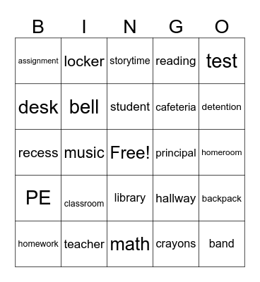Retired Teacher Bingo Card
