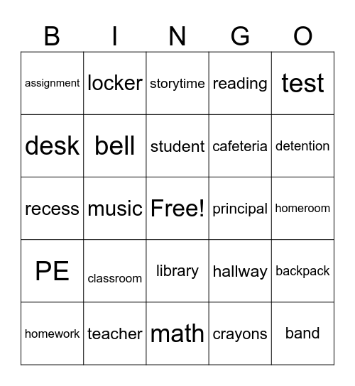 Retired Teacher Bingo Card