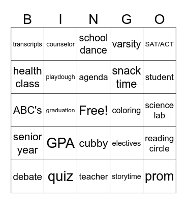 Retired Teacher Bingo Card