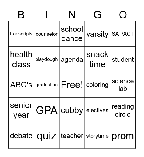 Retired Teacher Bingo Card