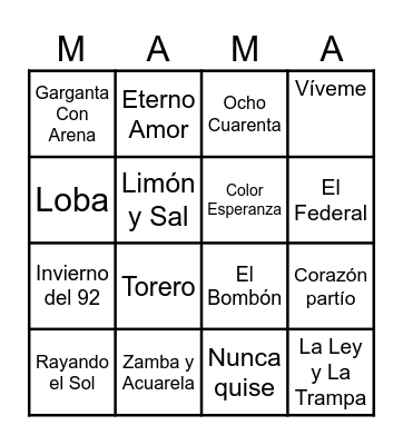BINGO MUSICAL Bingo Card
