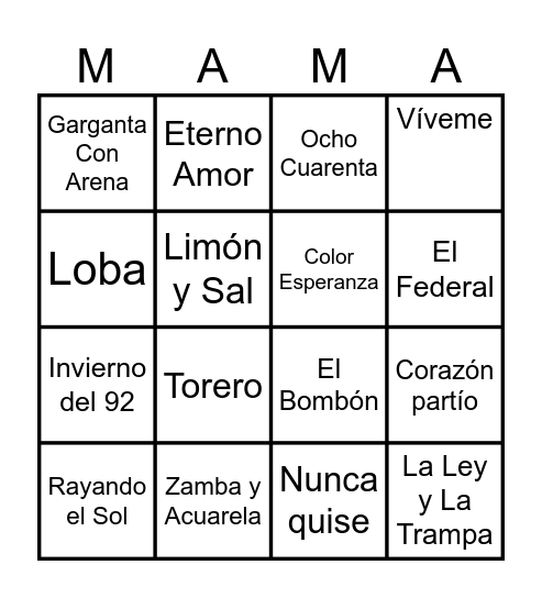 BINGO MUSICAL Bingo Card