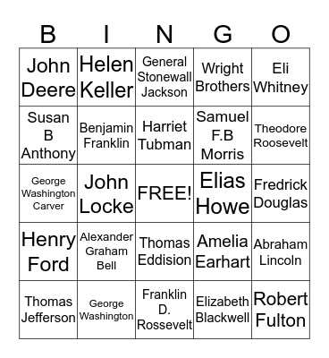 Famous People in America Bingo Card