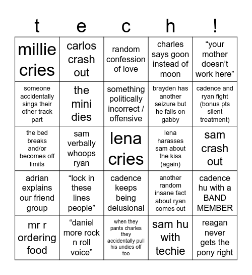 tech week Bingo Card