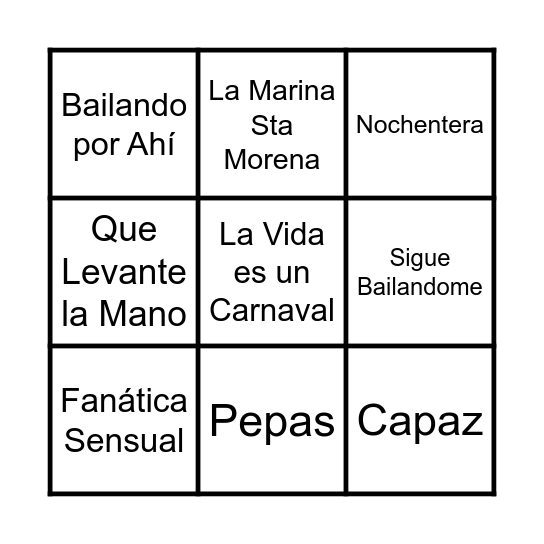 Mis Quince Años Bingo Card