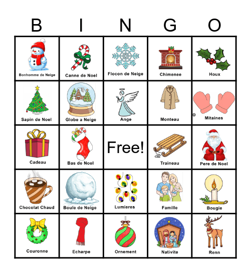 En Francais Bingo Card