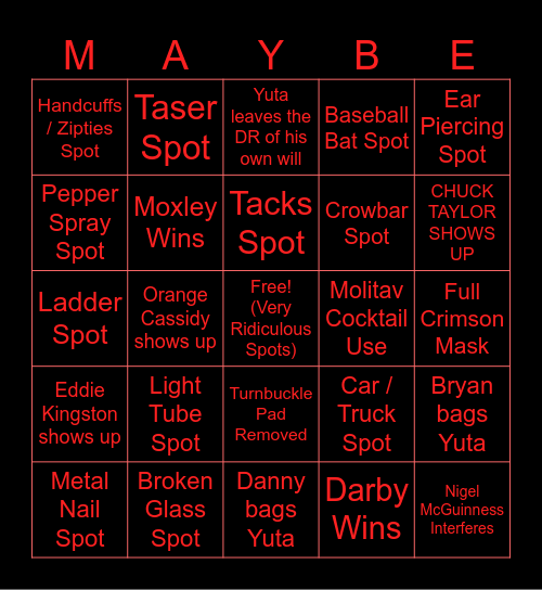 Jon Moxley vs Darby Allin "I Quit" Match Longshot Bingo Card