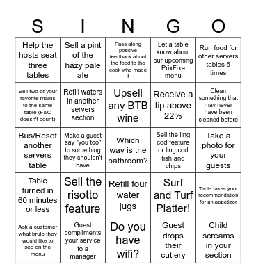 ServerINGO Bingo Card
