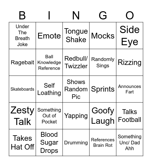 James Bingo Card