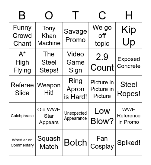 AEW Bingo Card