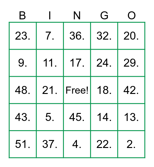 Geography (Leo) Bingo Card