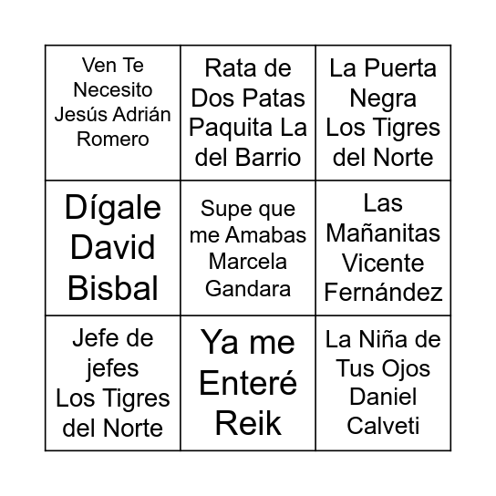 Bingo Cumpleañero Bingo Card