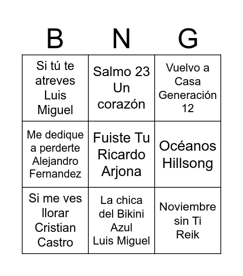 Bingo Cumpleañero Bingo Card