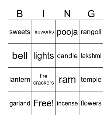 diwali bingo Card