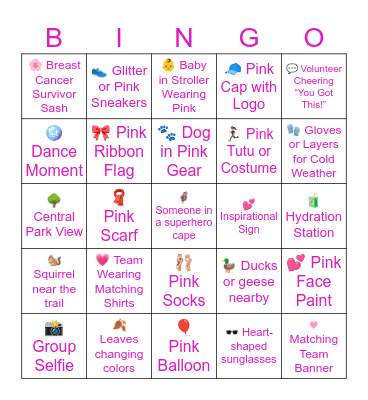 Making Strides Against Breast Cancer Bingo Card