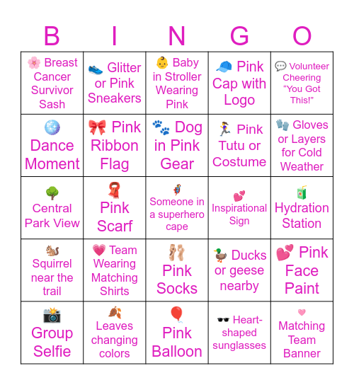 Making Strides Against Breast Cancer Bingo Card