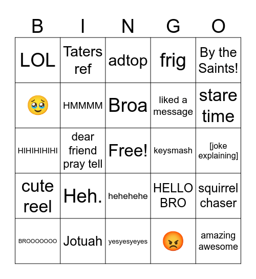 Eric Bingo Card