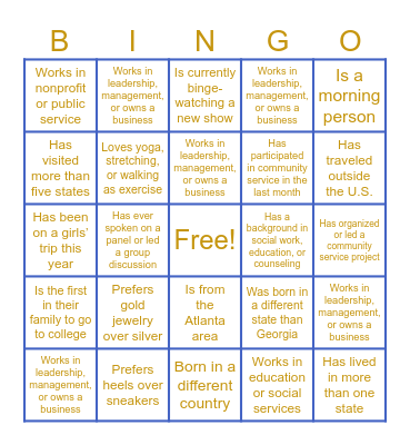 Eta Sigma Bingo Card