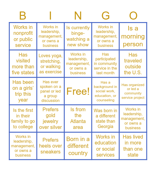 Eta Sigma Bingo Card