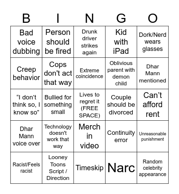 Dhar Mann Bingo V6 Bingo Card