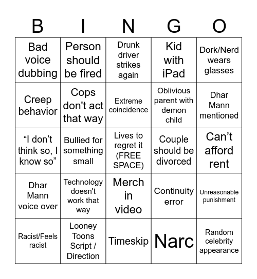 Dhar Mann Bingo V6 Bingo Card