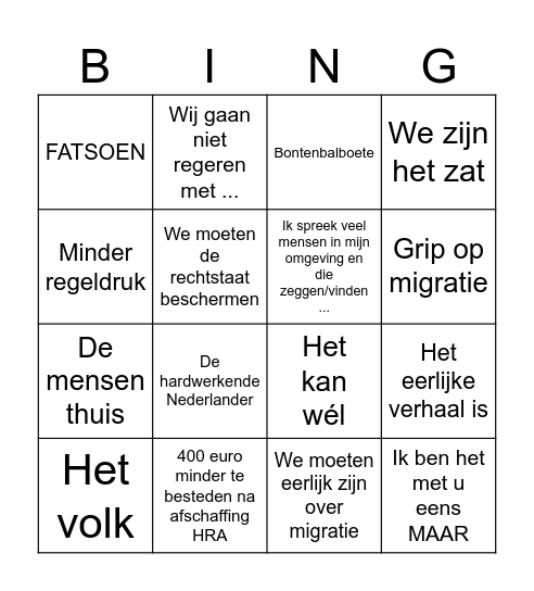 Bontenbalbingo Card