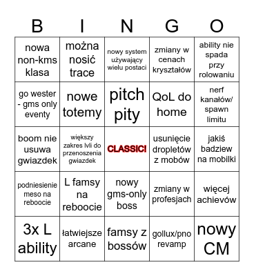 MAPLECON/ WINTER UPDATE Bingo Card