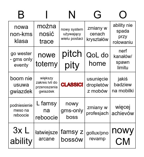 MAPLECON/ WINTER UPDATE Bingo Card