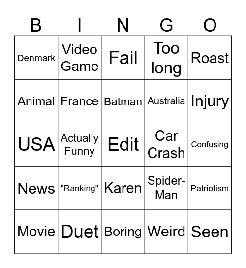 React Stream Bingo Card