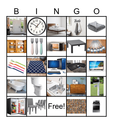 Household Items Bingo Card