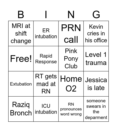 RT-ingo Bingo Card