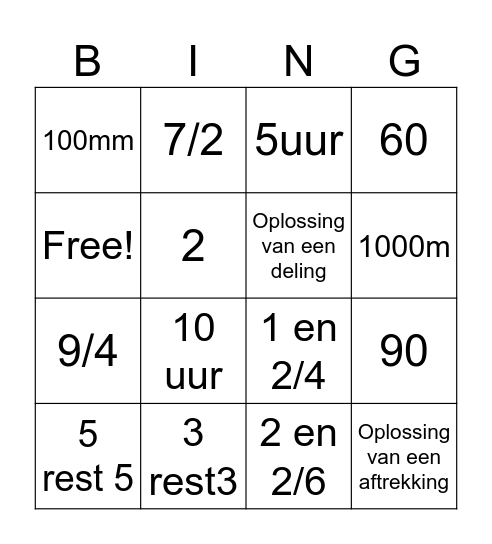 Reken Maar (tot blok3) Bingo Card