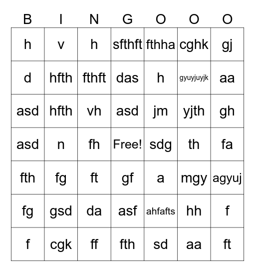 Untitled Bingofghfgh Bingo Card