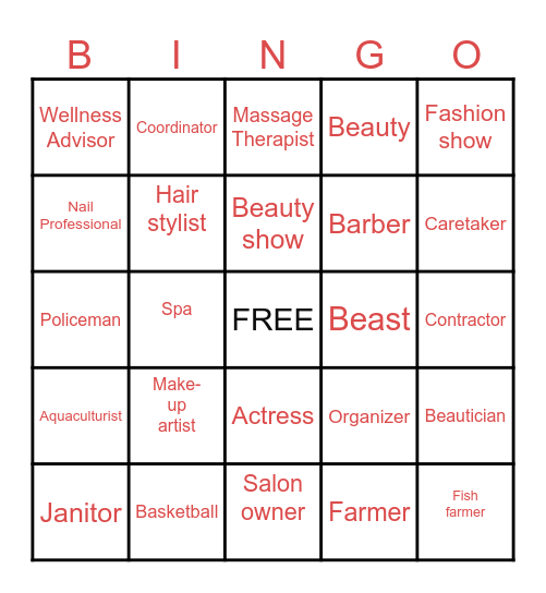 BEAUTY AND WELLNESS Bingo Card