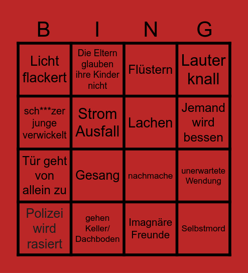 Horror Bingo Card