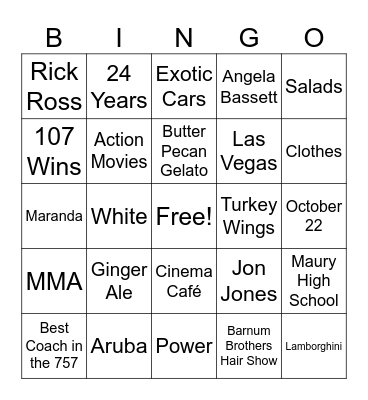 Birthday Bingo Card