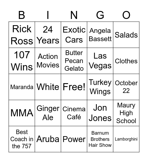Birthday Bingo Card