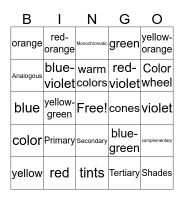 color theory  Bingo Card