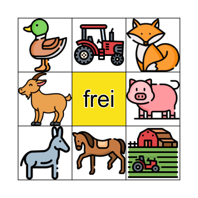 Bauernhoftiere Bingo Card