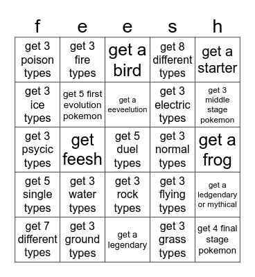 pokemon bingo Card