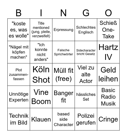 Hilf Mir Bingo Card