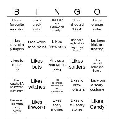 Halloween Bingo Card