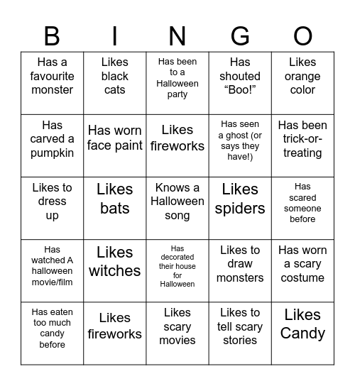 Halloween Bingo Card