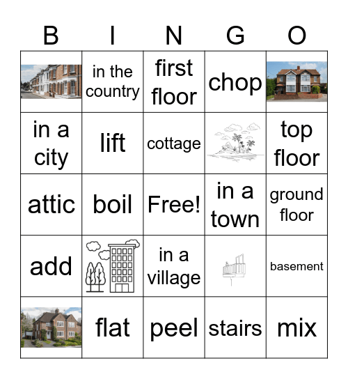 Buildings + food Bingo Card