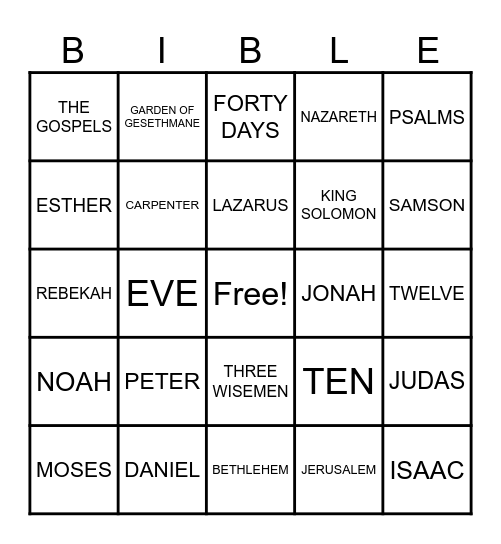 BIBLE FACTS Bingo Card