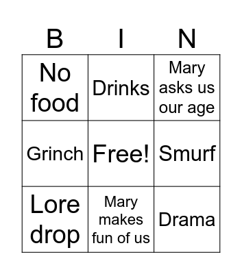 Susan’s funhouse Bingo Card
