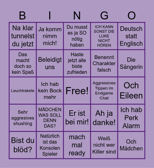 Suffering Bingo Card