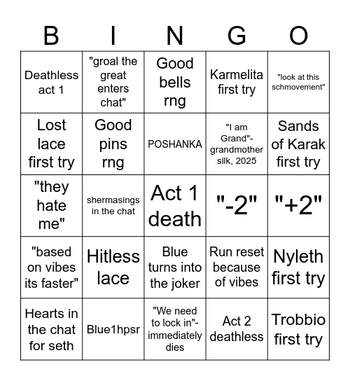 BlueSr Bingo Card