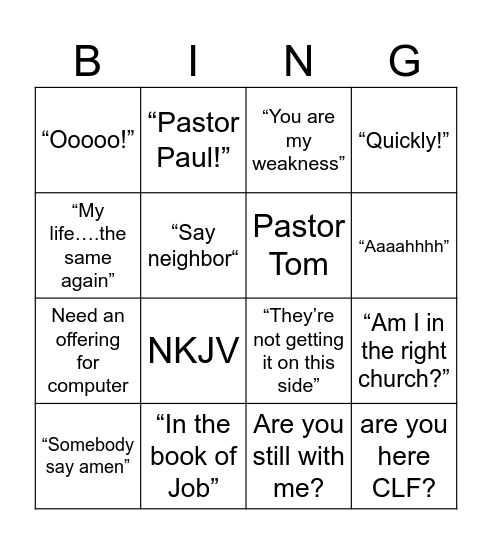 JB Bingo Card