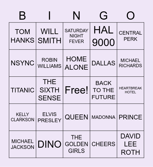 G.E.C TRIVIA BINGO (POP CULTURE) Bingo Card
